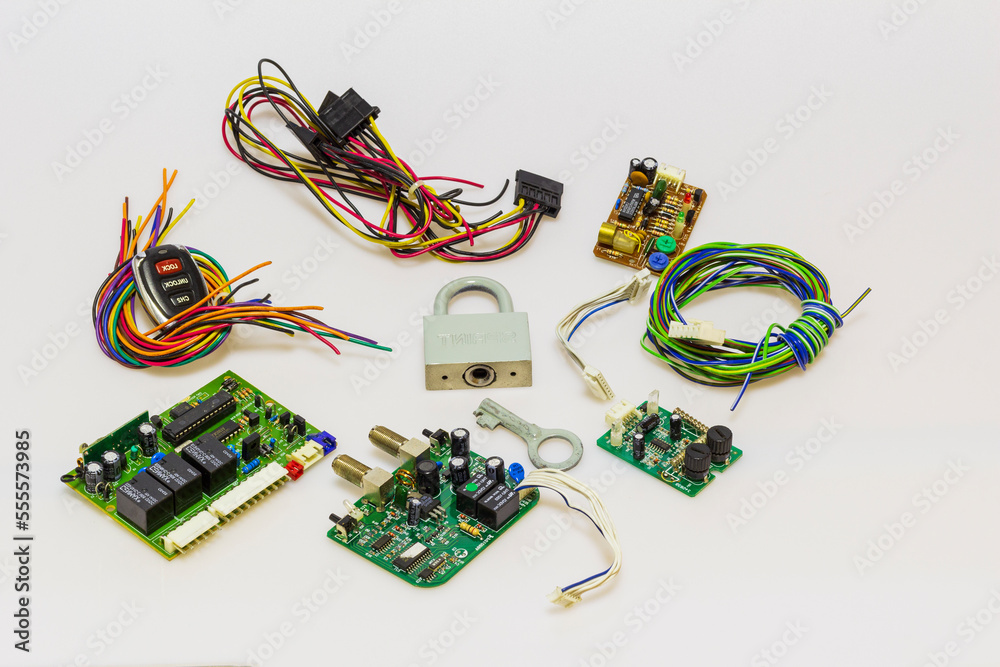 motherboards, microchips, radio components, node boards, transistors