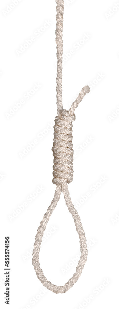 Hanging noose on a white thread rope Hanging noose on a white thread rope