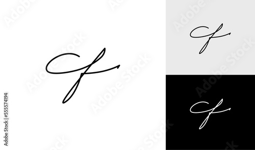 Simple and minimalist handwritting CF monogram logo design vector