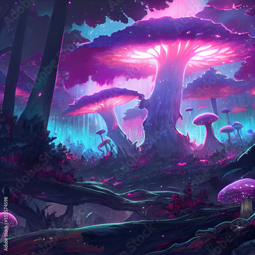 Fantasy Mushrooms, AI photo