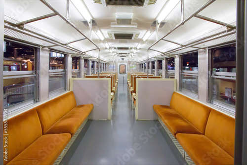 interior of an old classic train 