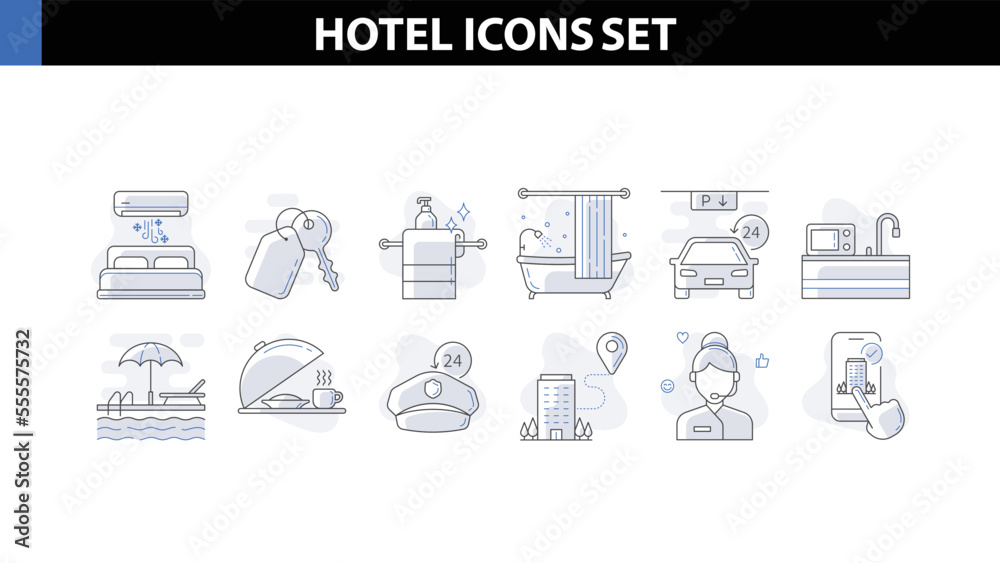 Hotel Icons Set Vector Illustration