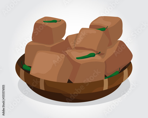 Tahu sumedang delicious traditional indonesian food fried tofu served on banana leaf