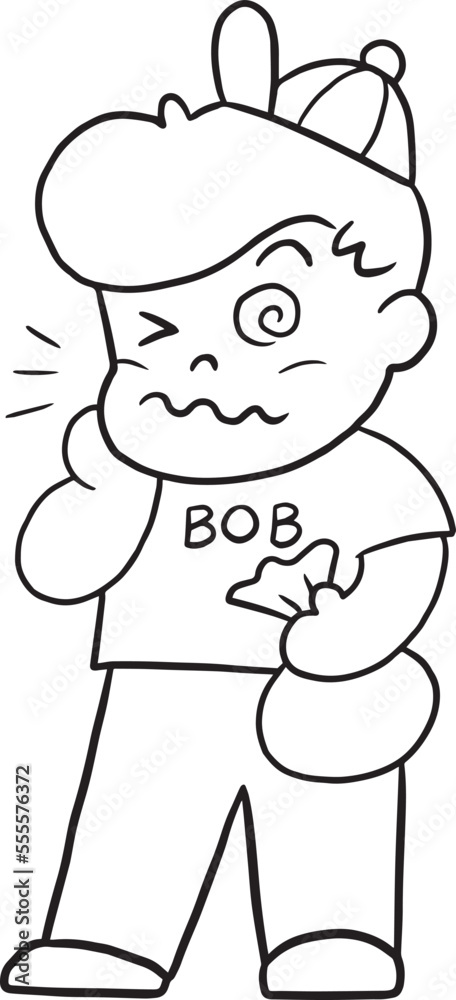 toothache cartoon doodle kawaii anime coloring page cute illustration drawing clipart character chibi manga comics