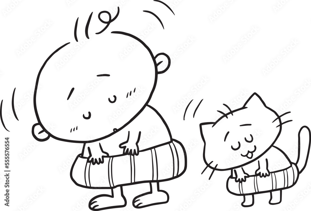 cartoon baby doodle kawaii anime coloring page cute illustration ...