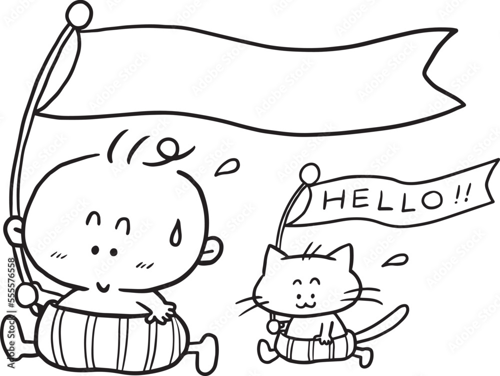 cartoon baby doodle kawaii anime coloring page cute illustration ...