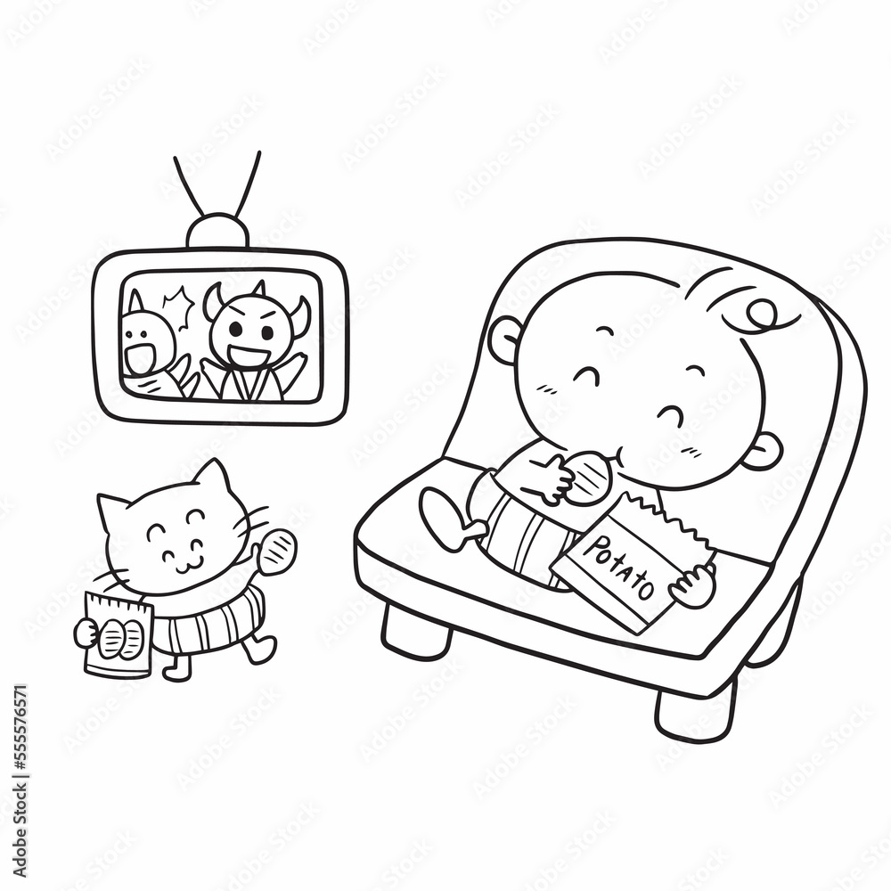 cartoon baby doodle kawaii anime coloring page cute illustration