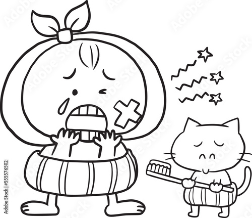 cartoon baby toothache doodle kawaii anime coloring page cute illustration drawing clipart character chibi manga comics