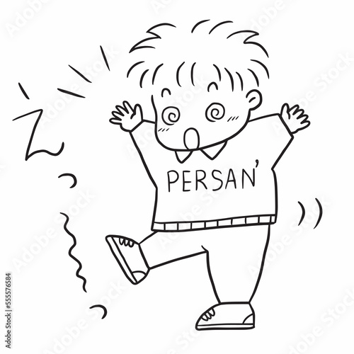 Boy dizzy cartoon doodle kawaii anime coloring page cute illustration drawing clipart character chibi manga comics