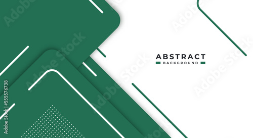 Abstract Green Background Geometric Shape Paper Layers with Copy Space for Decorative web layout, Poster, Banner, Corporate Brochure and Seminar Template Design