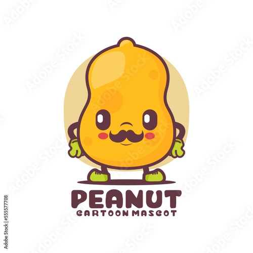 Peanut cartoon mascot. plant vector illustration