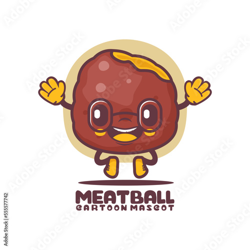 meatball cartoon mascot. food vector illustration