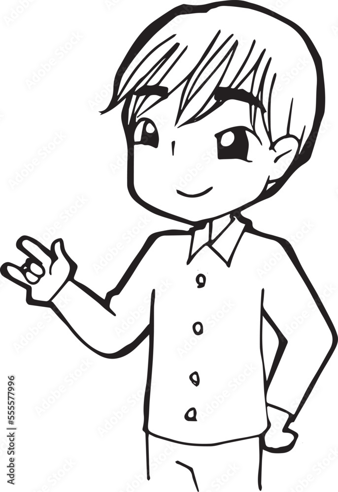 Boy cartoon doodle kawaii anime coloring page cute illustration drawing clip art character chibi manga comics