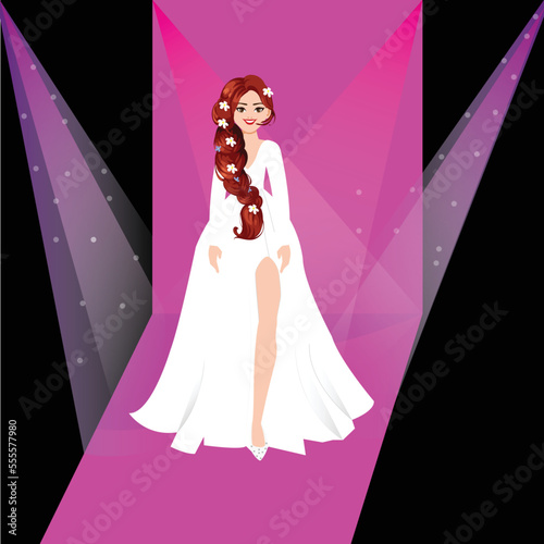 girl in a dress and fashion show