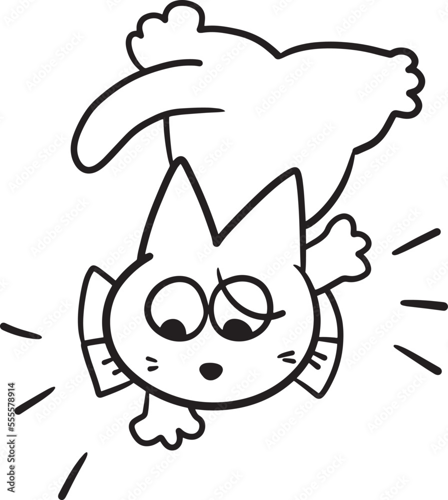 Fototapeta premium cat cartoon doodle kawaii anime coloring page cute illustration clipart character chibi manga comic drawing line art free download png image
