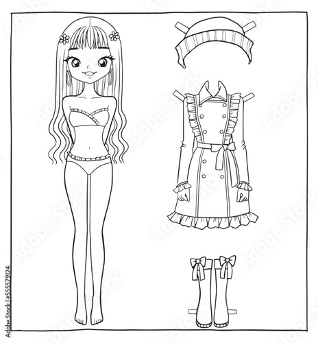 dress up doll coloring drawing cartoon  doodle kawaii anime cute illustration drawing clip art character chibi manga comics