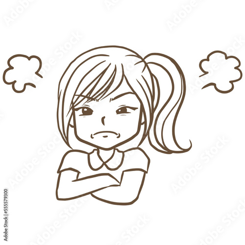 girl angry cartoon doodle kawaii anime coloring page cute illustration clipart character chibi manga comic drawing line art free download png image