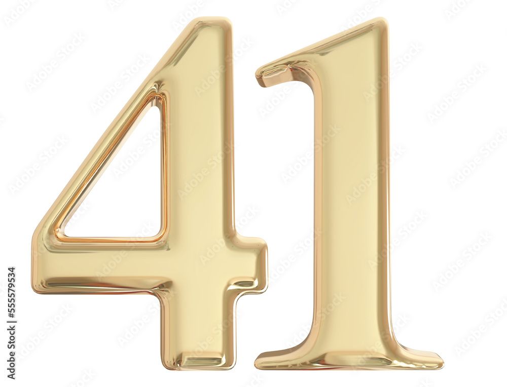 3d gold number 41 with generative AI