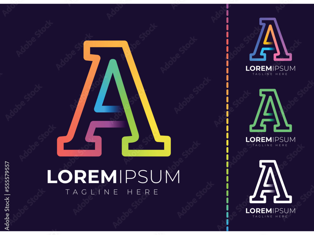 A letter initial colorful gradient logo. Modern letter a logo design. A letter initial colorful gradient logo. Modern letter a logo design.