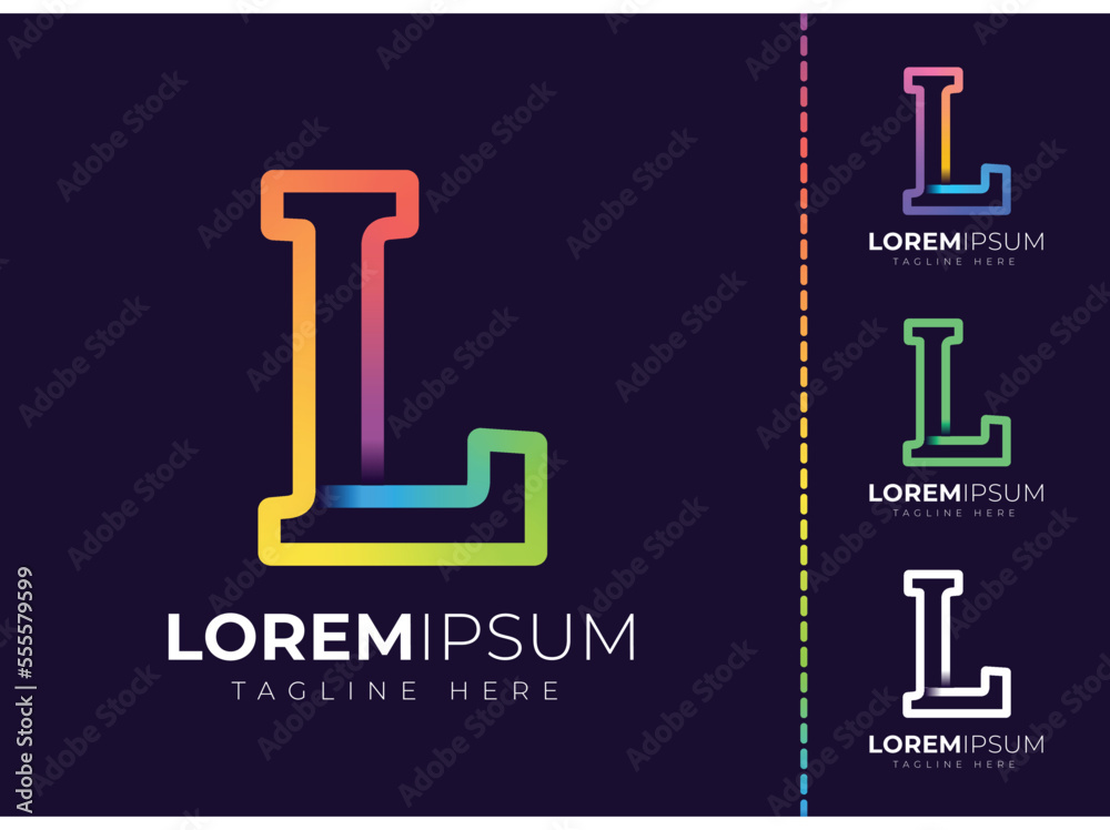 L letter initial colorful gradient logo. Modern letter l logo design. L letter initial colorful gradient logo. Modern letter l logo design.