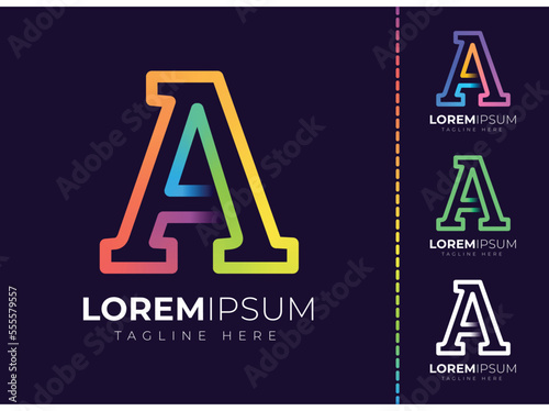 A letter initial colorful gradient logo. Modern letter a logo design.
