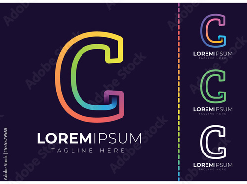 C letter initial colorful gradient logo. Modern letter c logo design.