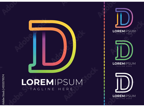 D letter initial colorful gradient logo. Modern letter d logo design.