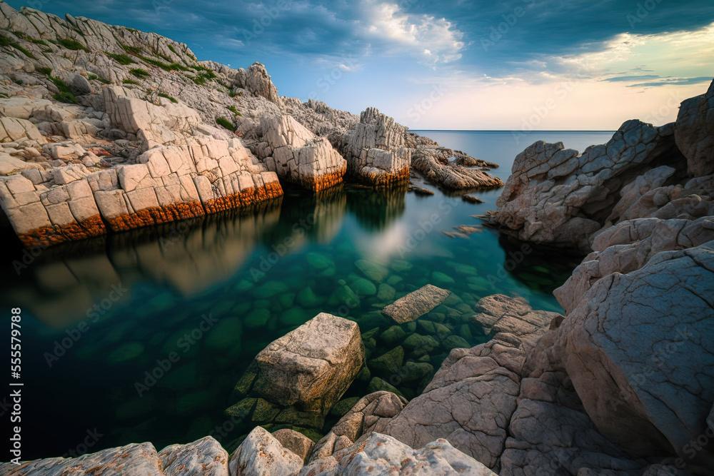 Croatia's istria shore in Kamenjak has a rocky appearance. Generative AI