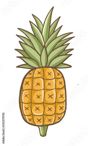 pineapple fruit cartoon doodle kawaii anime coloring page cute illustration clipart character chibi manga comic drawing line art free download png image