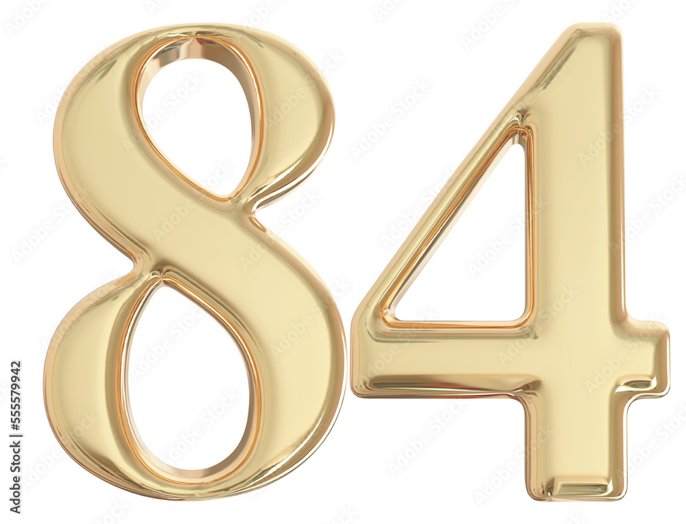 3d gold number 84 with generative AI 3d gold number 84 with generative AI