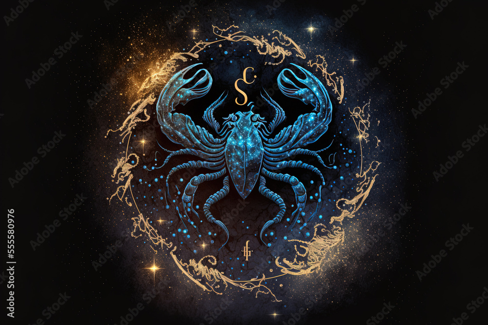 Scorpio emblem, night sky, and zodiac sign. Generative AI Stock ...