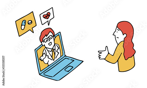 オンラインドクター　オンライン診療のイメージイラスト