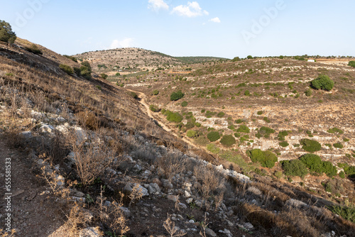 Panoramic  view from the top of the hill in Tel Yodfat National park, in northern Israel © svarshik
