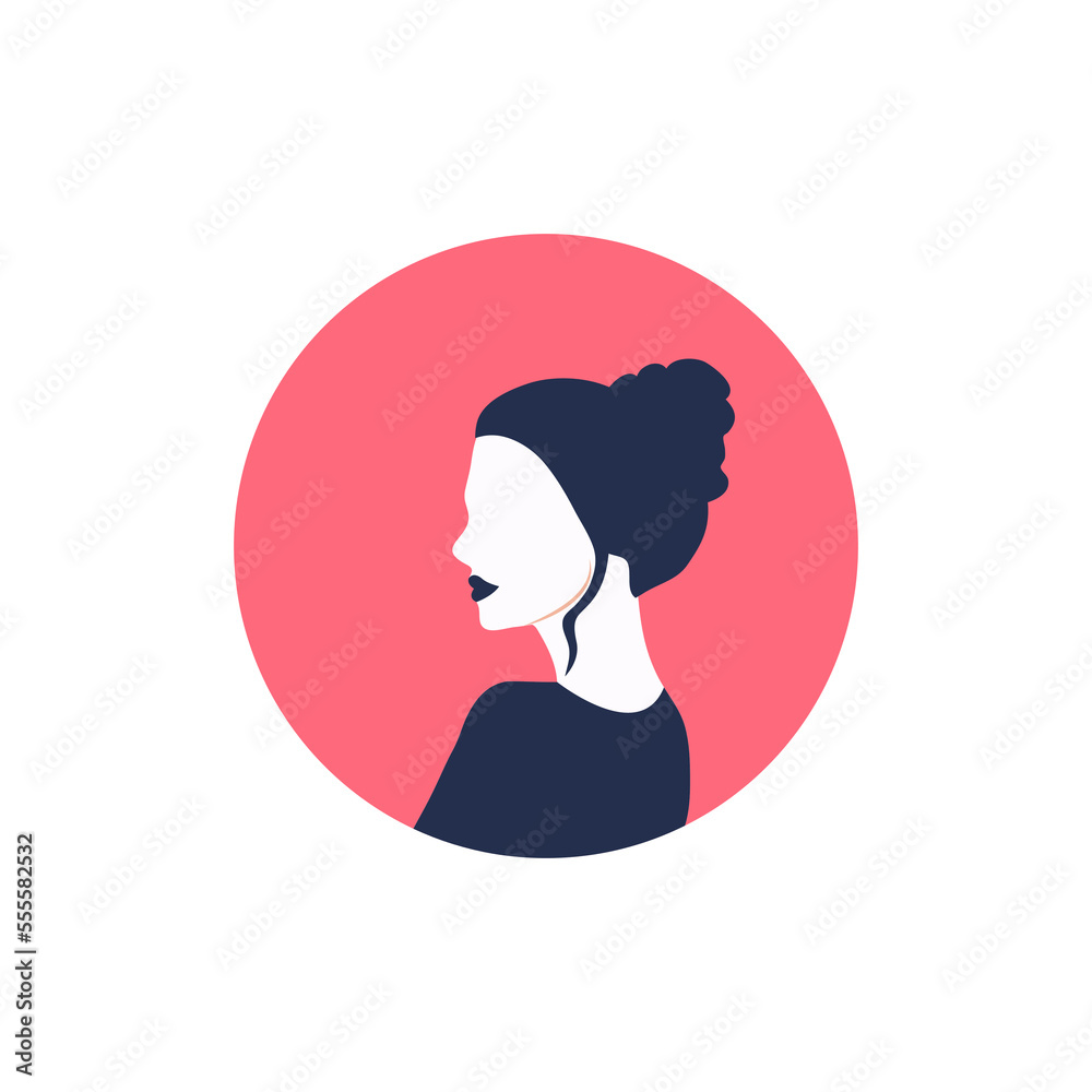 Round profile image of female avatar for social networks with half circle. Fashion and beauty. Bright vector illustration in trendy style. Round profile image of female avatar for social networks with half circle. Fashion and beauty. Bright vector illustration in trendy style.