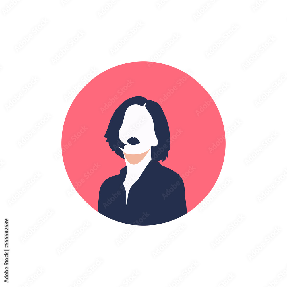 Round profile image of female avatar for social networks with half circle. Fashion and beauty. Bright vector illustration in trendy style. Round profile image of female avatar for social networks with half circle. Fashion and beauty. Bright vector illustration in trendy style.