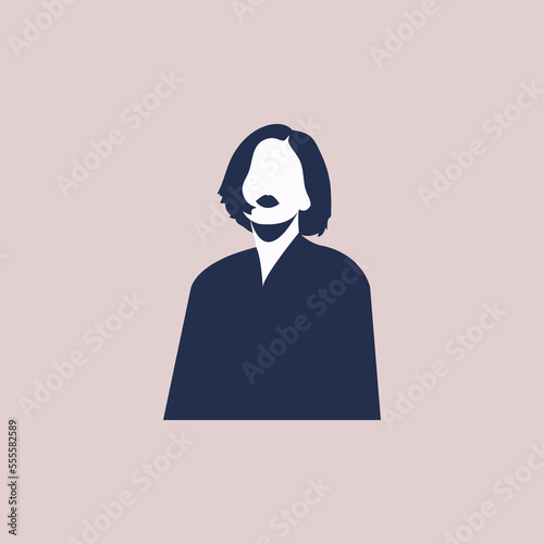 Woman portrait for avatar. Collection of user profiles. Half body woman icon. Colorful flat vector illustration.