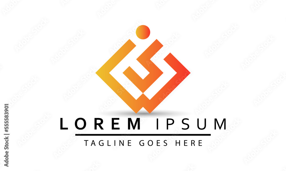 Obraz premium Abstract Initial Logo. Radial Line with Negative Space isolated on White Background. Flat Vector Logo Design Template Element