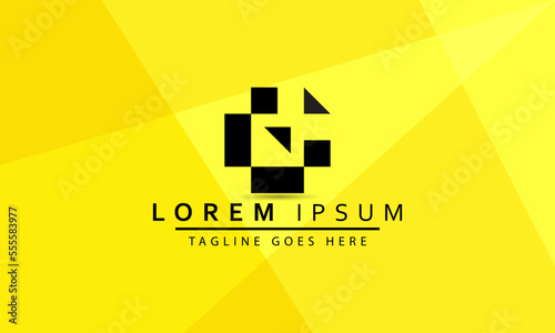 abstract logo, Logo Template Ready For Use, Modern Initial Logo With Black and Yellow Background.