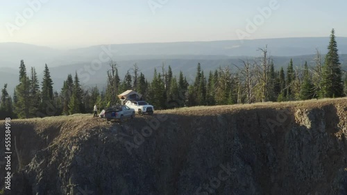 Offroading camp in a toyota 4runner at Mount Rainier Stratovolcano Washington State