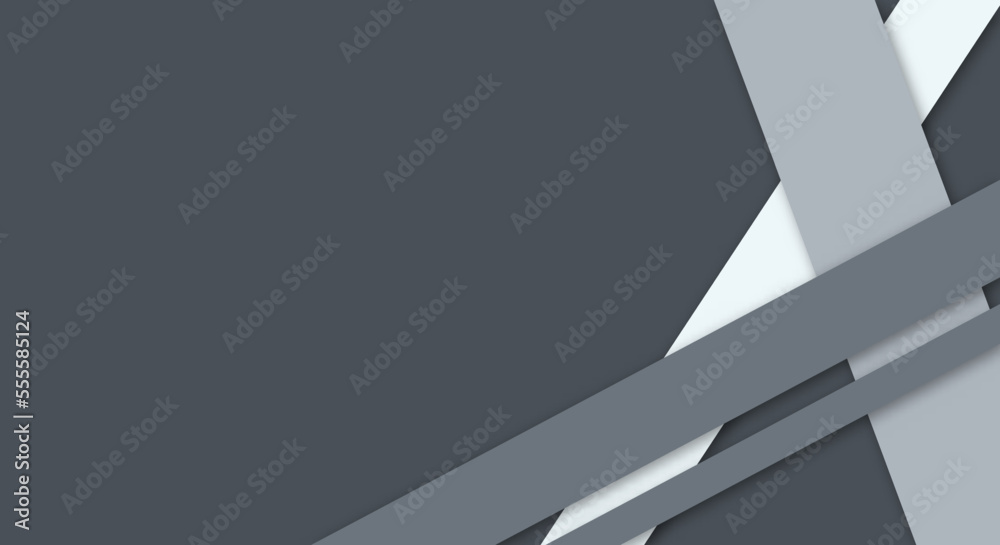 Papercut Background Geometric Overlap Layers with Stripes Grey and White Color with Copy Space