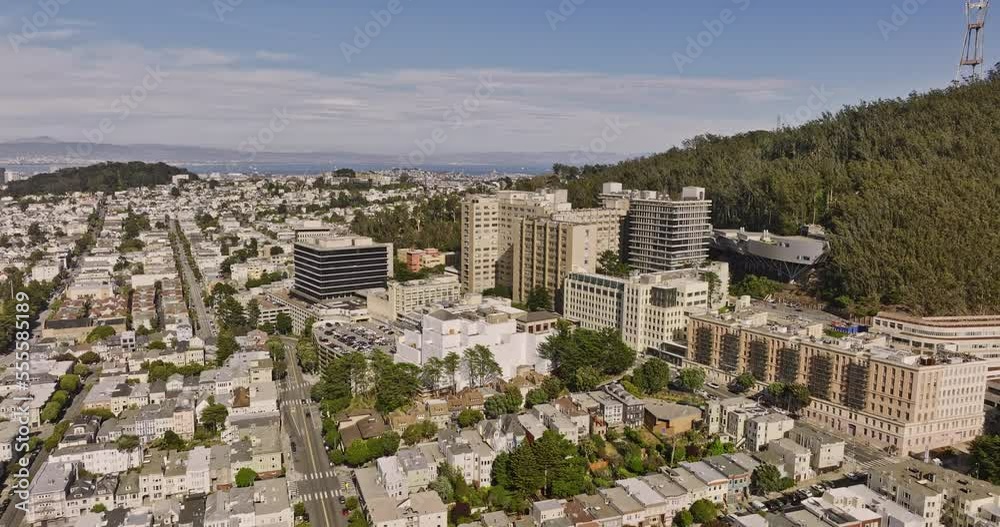 San Francisco California Aerial v181 cityscape and bay view, flyover ...