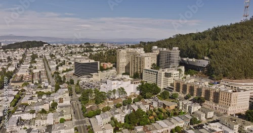 San Francisco California Aerial v181 cityscape and bay view, flyover parnassus heights neighborhood capturing hillside campus of ucsf and university medical center - Shot with Mavic 3 Cine - June 2022 photo