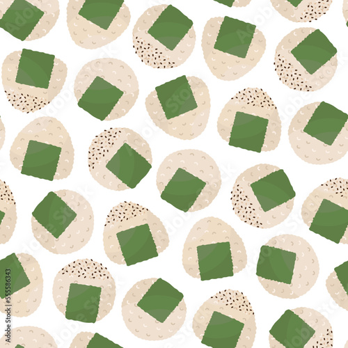 Doodle flat clipart. Japanese triangles and onigiri balls. All objects are repainted.