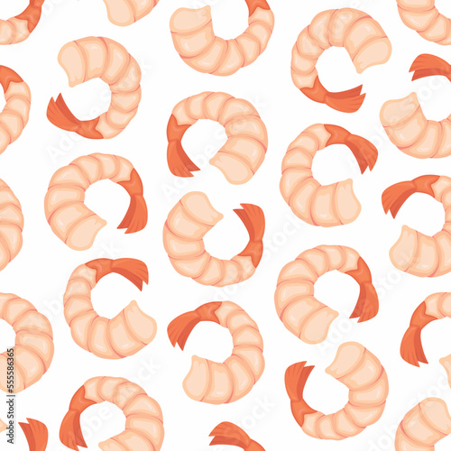 Doodle flat clipart. Cleaned shrimp Pattern. All objects are repainted.