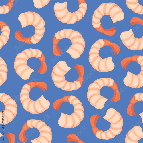 Doodle flat clipart. Cleaned shrimp Pattern. All objects are repainted.