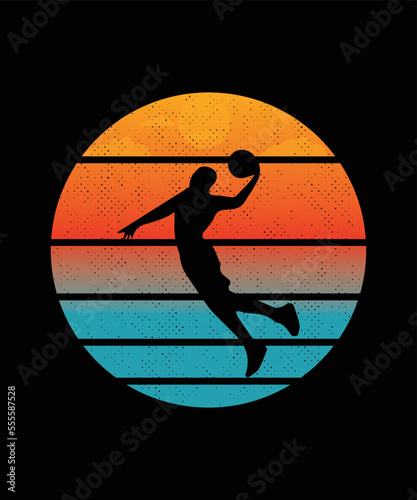 Vintage basketball t-shirt design, Sunset basketball t-shirt.