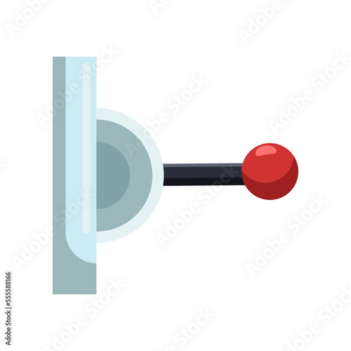 Mechanical control lever in middle position side view vector illustration. Element of mechanical equipment, lever isolated on white background. Machinery, technology, industry concept