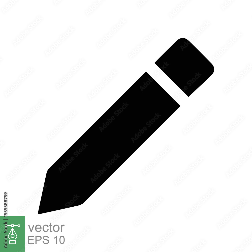 Pencil icon. Simple solid style. Pencil tip. drawing pen, graphite, plain, school element, education concept. Glyph vector illustration isolated on white background. EPS 10. Pencil icon. Simple solid style. Pencil tip. drawing pen, graphite, plain, school element, education concept. Glyph vector illustration isolated on white background. EPS 10.