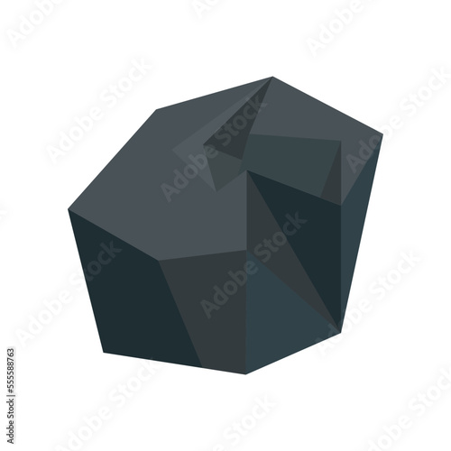 Piece of black coal cartoon illustration. Small lump of charcoal, basalt, nugget, rock, graphite or anthracite isolated on white background. Mine, mineral recourse concept