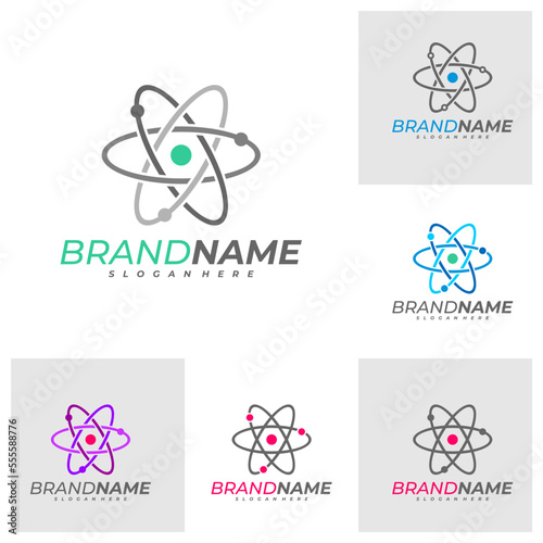 Set of Scientific atom logo template, Science logo design vector